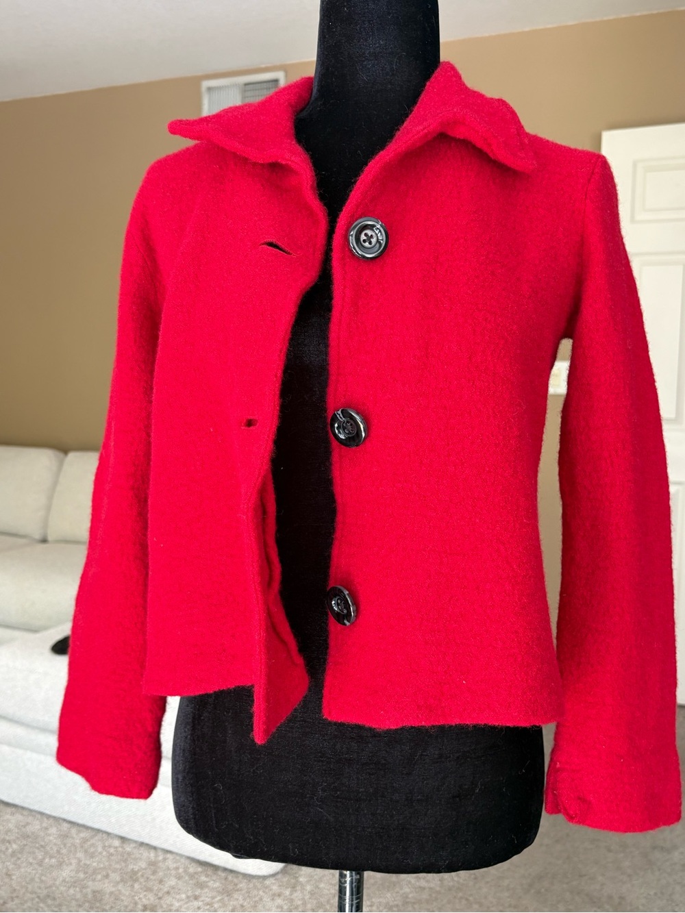 Kasper Red Wool Blend Single-Breasted Blazer